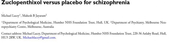 Zuclopenthixol versus placebo for schizophrenia.